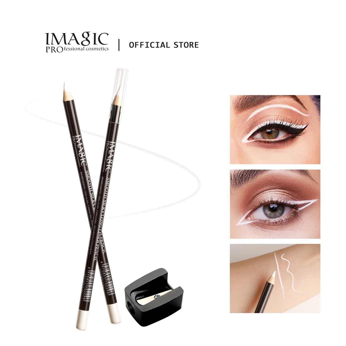 IMAGIC Weiß Eyeliner Wasserdicht Sweatproof Langlebige Weichen Einfach Zu Tragen Professionelle Glatte Matte Aufhellung Kosmetische Werkzeuge