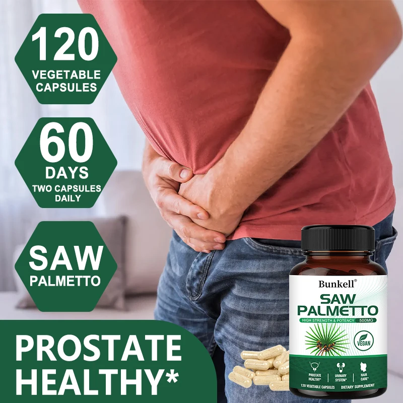 Saw Palmetto Extract 120 Capsules Non GMO and Gluten Free Formula Supports Prostate and Urinary Tract Health Healthy Hair