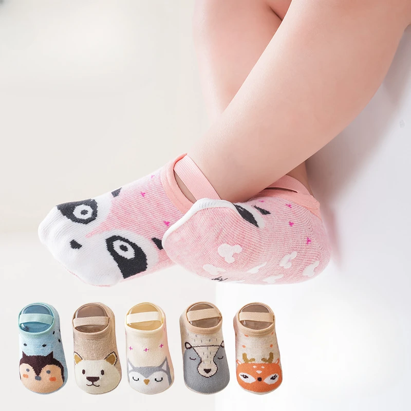 

Home Spring Summer Baby Walking Socks Set Children's Cotton Cartoon Shoes Sock Glue Non Slip Baby Strap Floor Sock Kids Socks