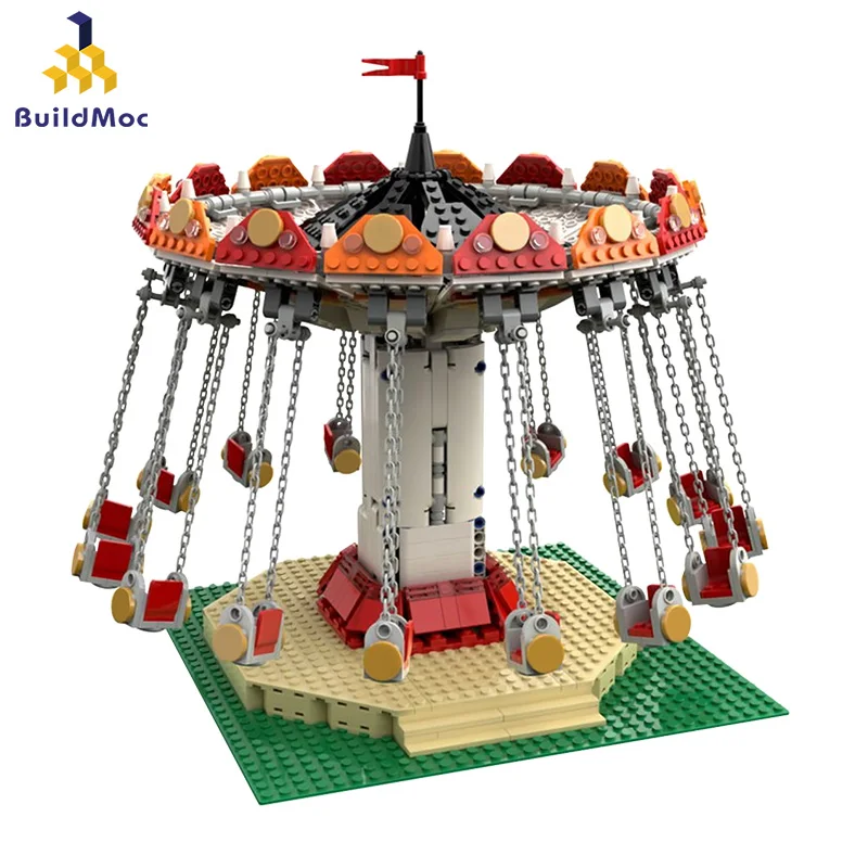 

Bricks Compatible MOC-36035 10257 Swing Ride Friend Amusement Park Blocks Technical Roller Coaster Figure Model Children Girls