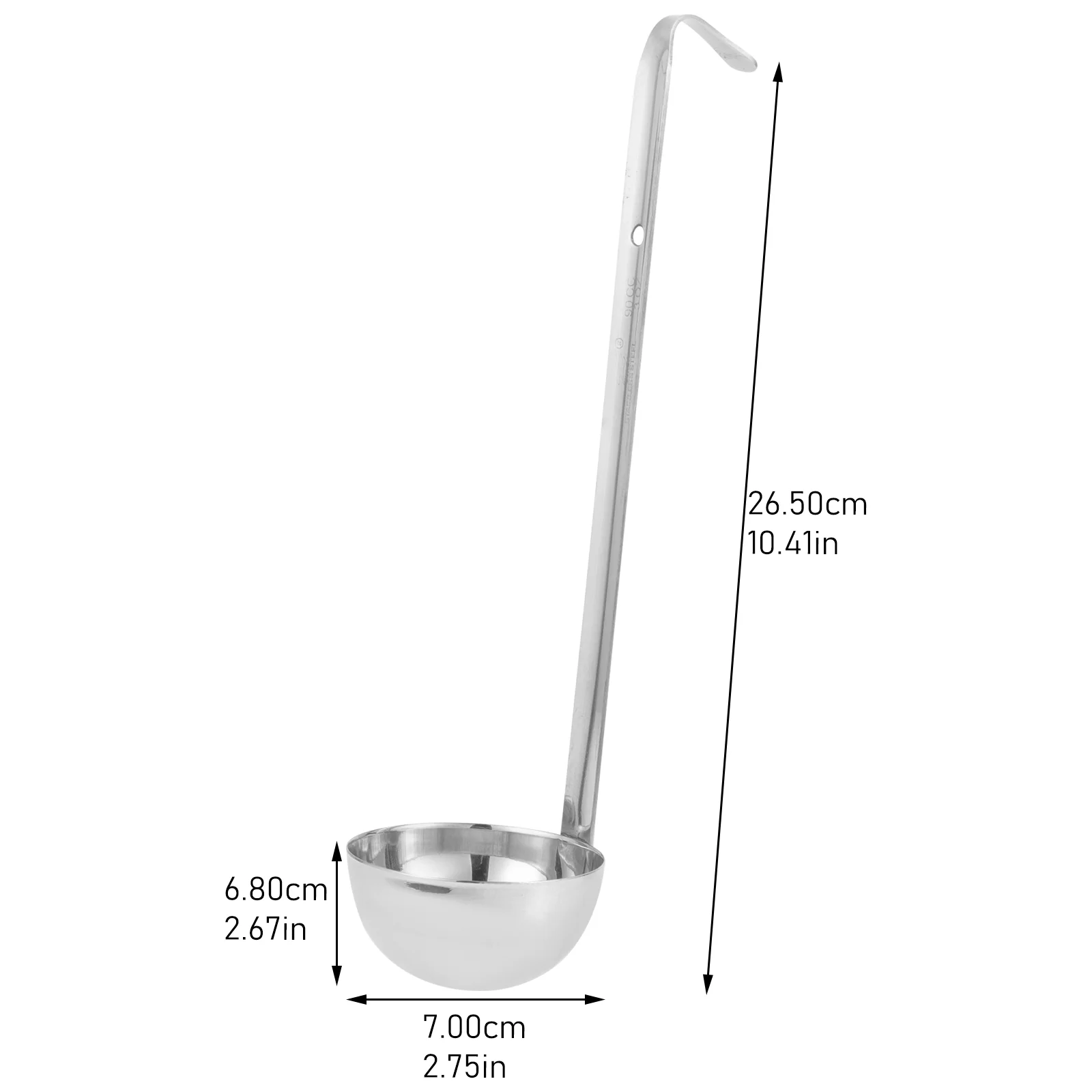 Stainless Steel Ladle Soup Spoon Hook Handle Ladle Kitchen Soup Ladle 90ml