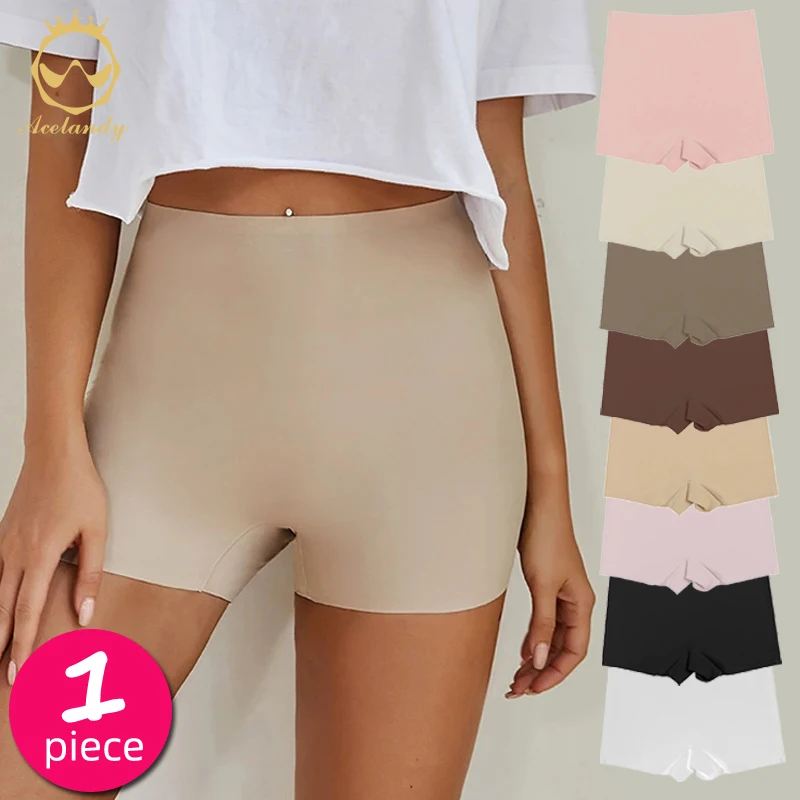 Summer Thin Women Large Size Safety Shorts Ice Silk Cool High Elasticity Plus Size Seamless Pants Shorts Female Boxer Briefs safety shorts