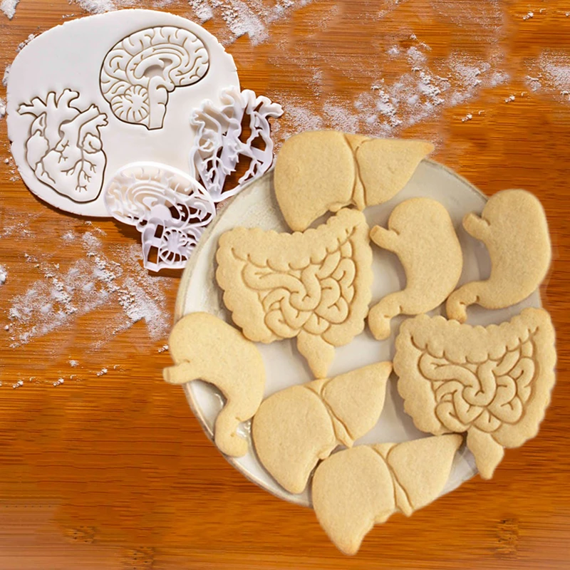 Internal Organ Cookie Embosser Mold Brain Heart Liver Stomach Fondant Cookie Cutter Medical Science Biscuit Mold DIY Baking Tool cookie cutter baking mold cookie mould cookie printing mold fondant cutter