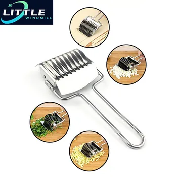 수동 스테인리스 스틸 국수 껍질 마늘 절단 롤러 커터, 주방 실용적인 도우미 도구, 반죽 절단 메이커