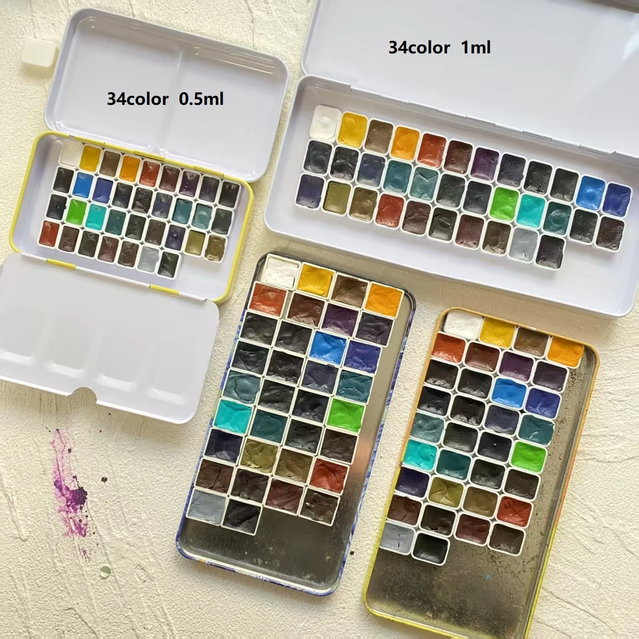 Korean Mission sedimentation color layered watercolor pigment packaging 5 /34 colors 1ml 2ml professional drawing pigment