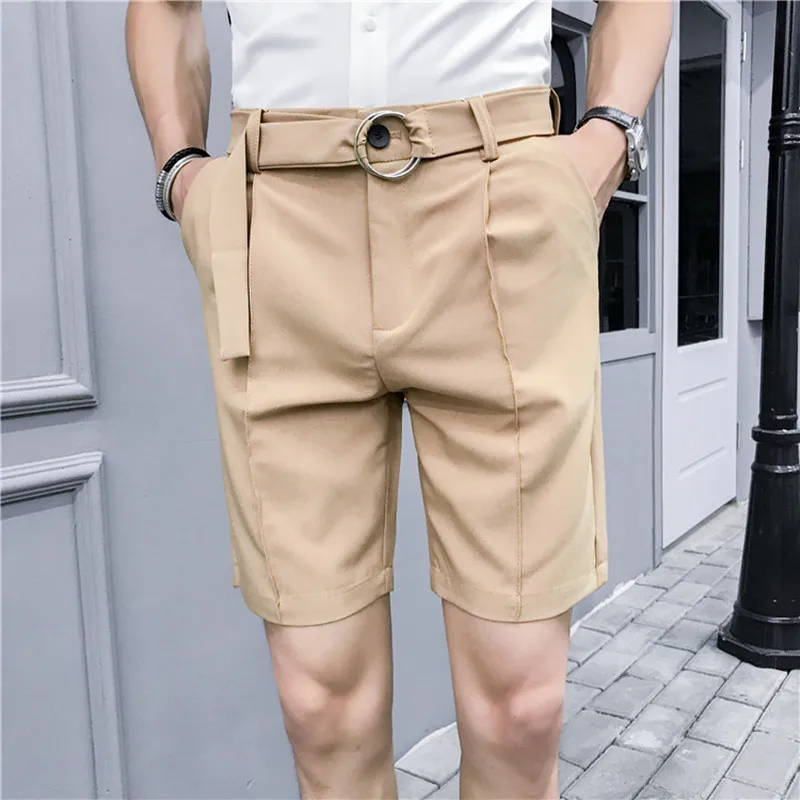 

2023 Summer Korean Shorts Men's Fashion Solid Color Business Casual Dress Shorts Men Streetwear Wild Loose Suit Shorts Mens S-XL