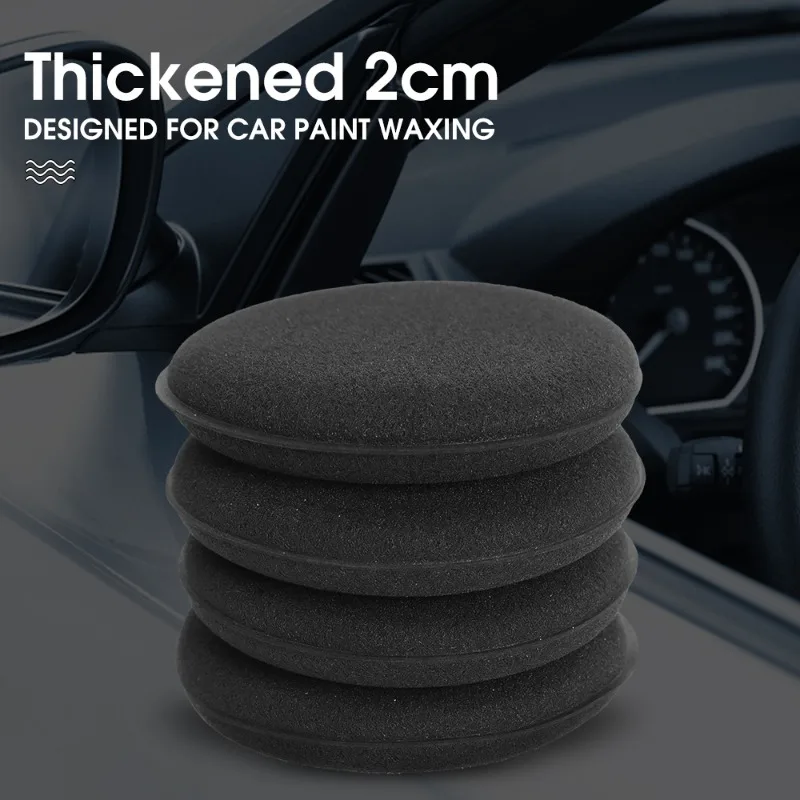 Car Cleaning Accessories Car Cleaning Sponge Car Cleaning Tool Car Waxing Pad Black Round Car Waxing Polish Wax Foam Sponge High Density Applicator Pads Cleaning Sponge Auto Detail Washing Car Cleaning Tool