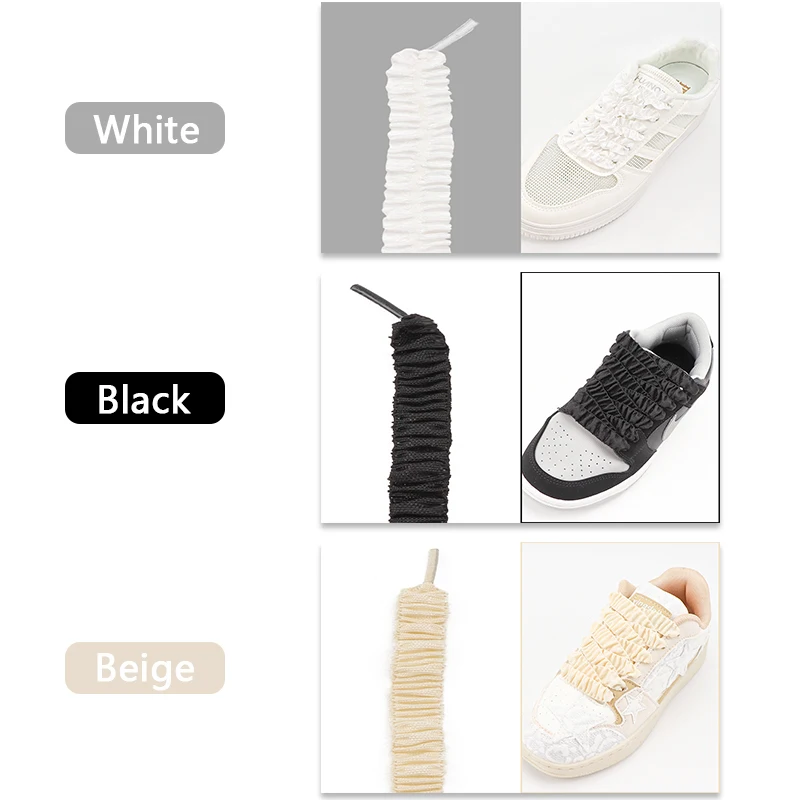 Cute Girly Style Lace Fungus Shoelaces for Sneakers Flat Elastic Silk Shoe Laces Shoes Accessories Tennis Shoestrings for AF1