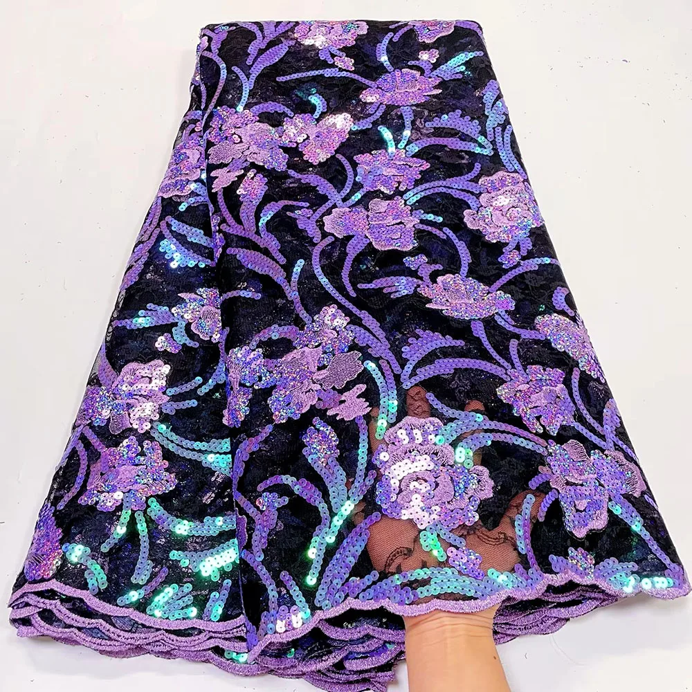 

African Sequin Lace Fabric 2022 High Quality Nigerian Net Mesh Lace Fabrics Embroidery French Lace Fabric
