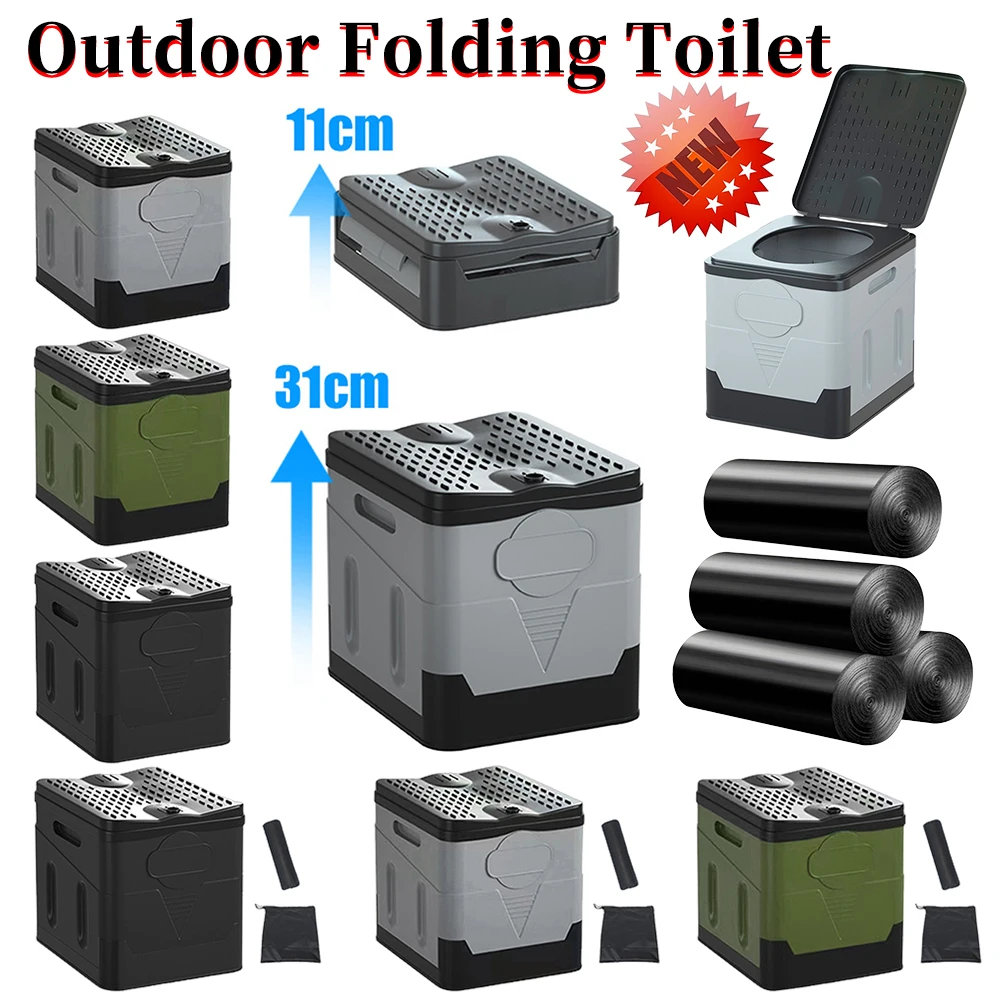 Portable Folding Toilet Adult Self-Driving Travel Emergency Toilet Anti-Odor Car Storage Box Collapsible Car Emergency Toilets