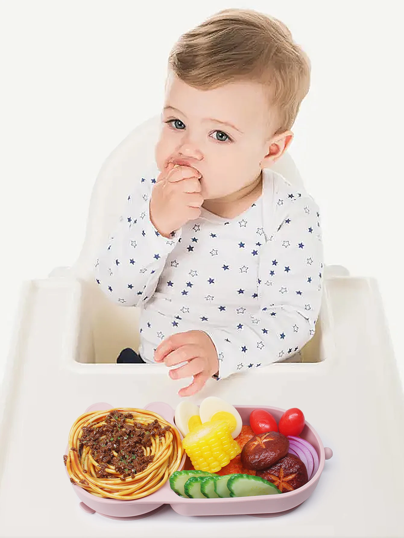 Baby Silicone Suction Cup Bowl Cute Bear Design Macaron Color 100% Food Grade Silicone BPA Free Double plate design for meals 5