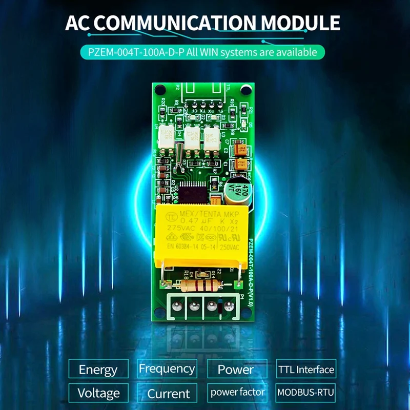 100A PZEM 004T Version Wattmeter+Open CT Kwh Meter Volt Amp Current Test Module for Arduino TTL COM2/COM3/COM4 6