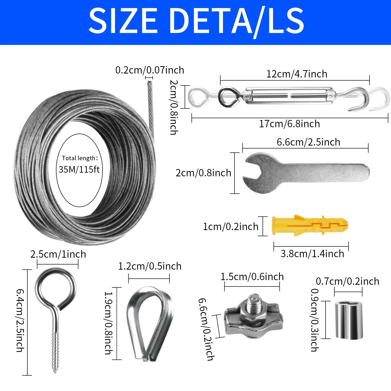 Heavy Duty 72-Piece Sun Shade Sail Hardware Kit for Outdoor Garden Installation