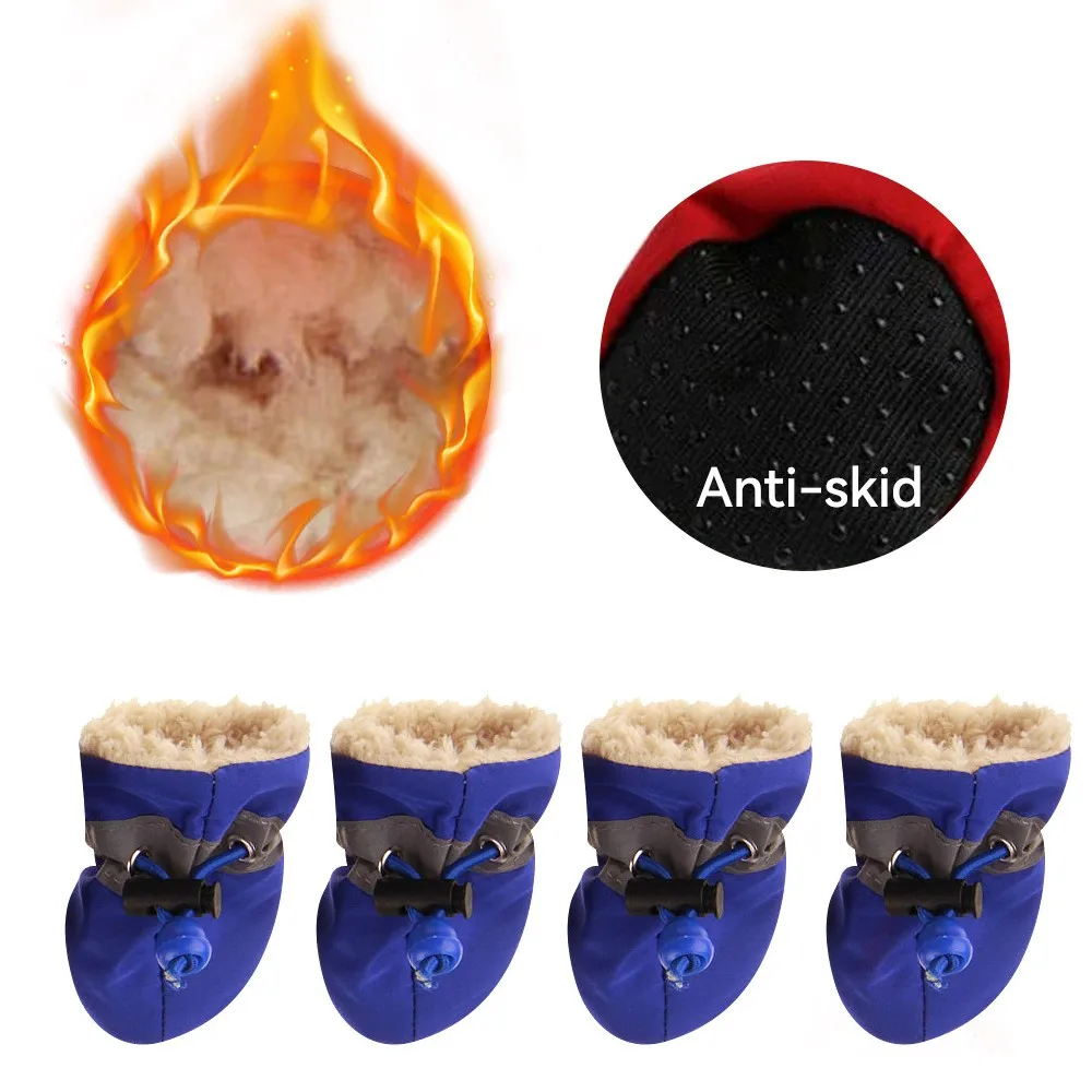 Pet Shoes 4pcs Waterproof Dog Boots Winter Dog Shoes Anti-Slip Warm For Dogs Cat Rain Snow