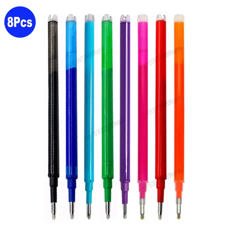 8Pcs/Set 0.7mm 0.5mm Tip Erasable Gel Pen Refill Rod Blue Black Red 8 Color Ink Office School Writing Drawing Stationery 11cm graphics drawing tablet with battery free stylus 8192 digital pen tablet writing board for pc laptop smartphone educational toys gift type 1 8pcs nibs pen clip otg adapter pen bag