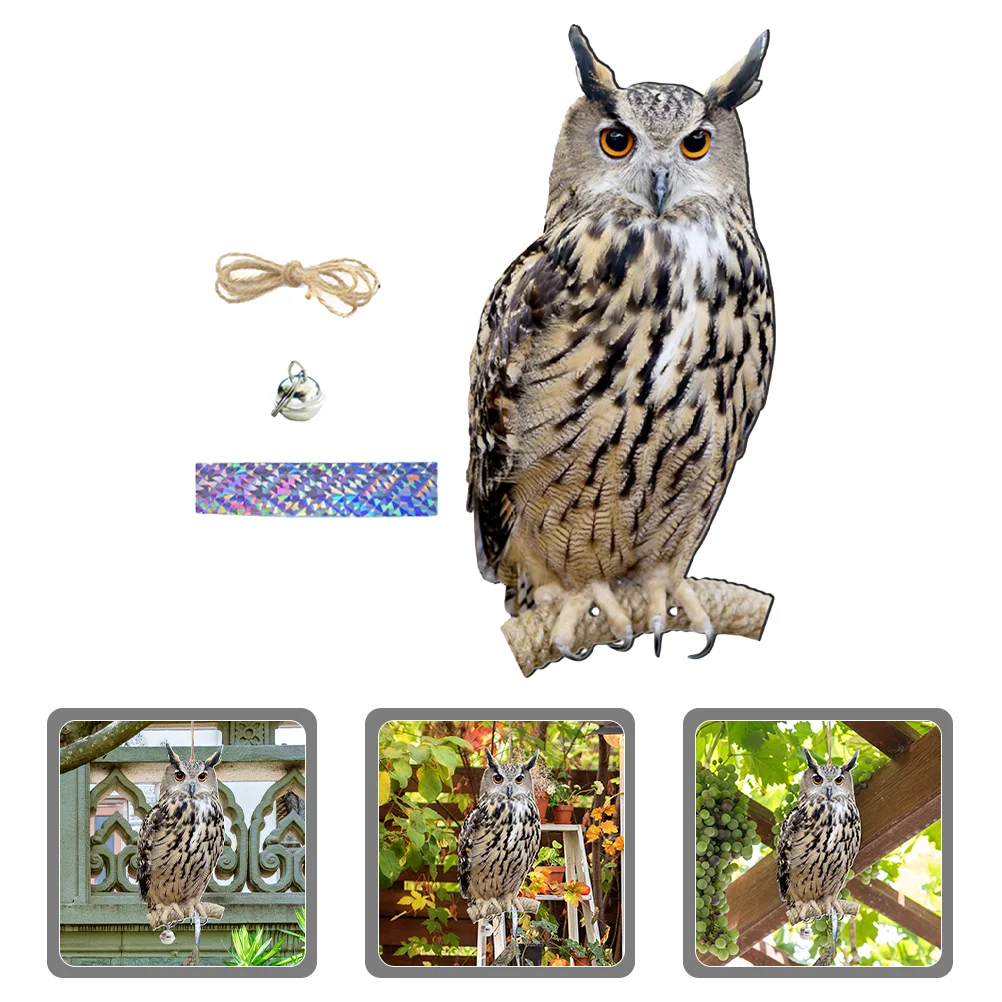 

Lawn Ornaments Yard Hanging Ornament Pastoral Orchard Bird Repelling Owl Bell Decorative Wind Chime Pendant Living Room Outdoor