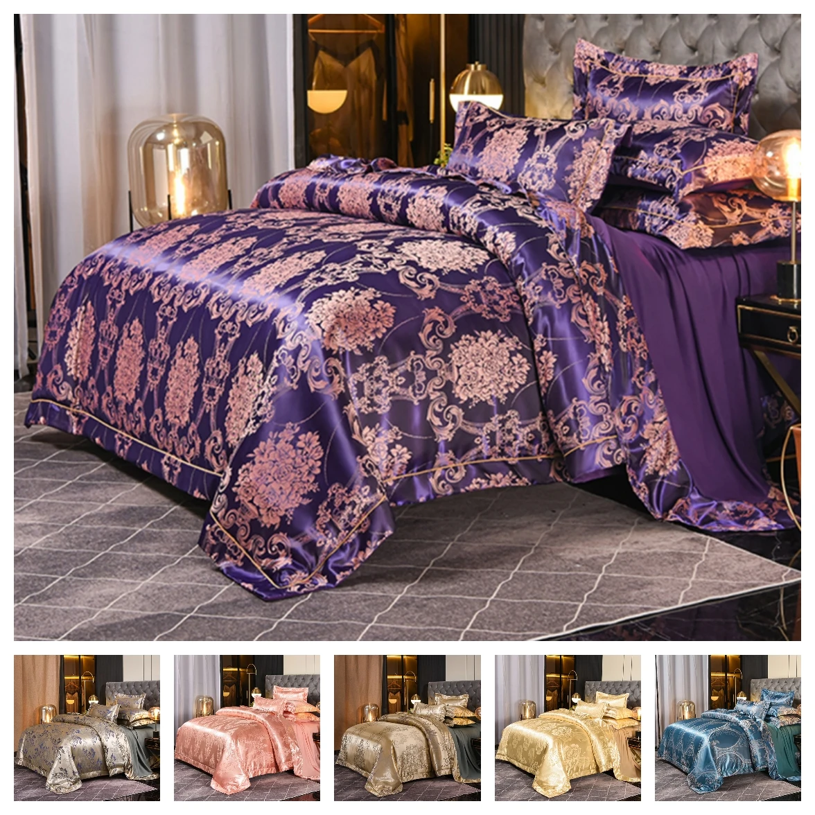 Luxury 4pcs Satin Jacquard Bedding Set European Duvet Cover Sets 1