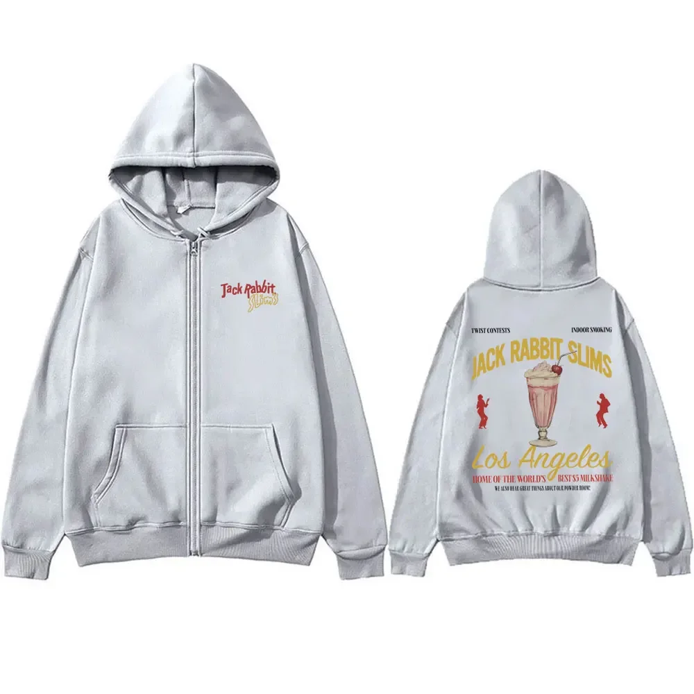 Movie Pulp Fiction Jack Babbit Slims Zipper Hoodie Quentin Tarantino Zip Up Jacket Men Casual Fleece Oversized Zip Up Hoodies