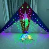 Big LED Delta Night Kite 3SQ Spider Triangle Kite with Lights, 10m Colorful Tubing Tails, 544 RIPSTOP NYLON 3