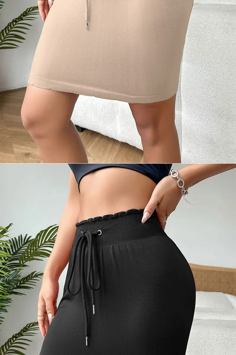 Description Picture 3 of itemPetticoat Women Drawstring Wrap Hip Skirt Pants Peplum Yoga Running Fitness Skirt Pants Waist Slimming Shaping Skirt