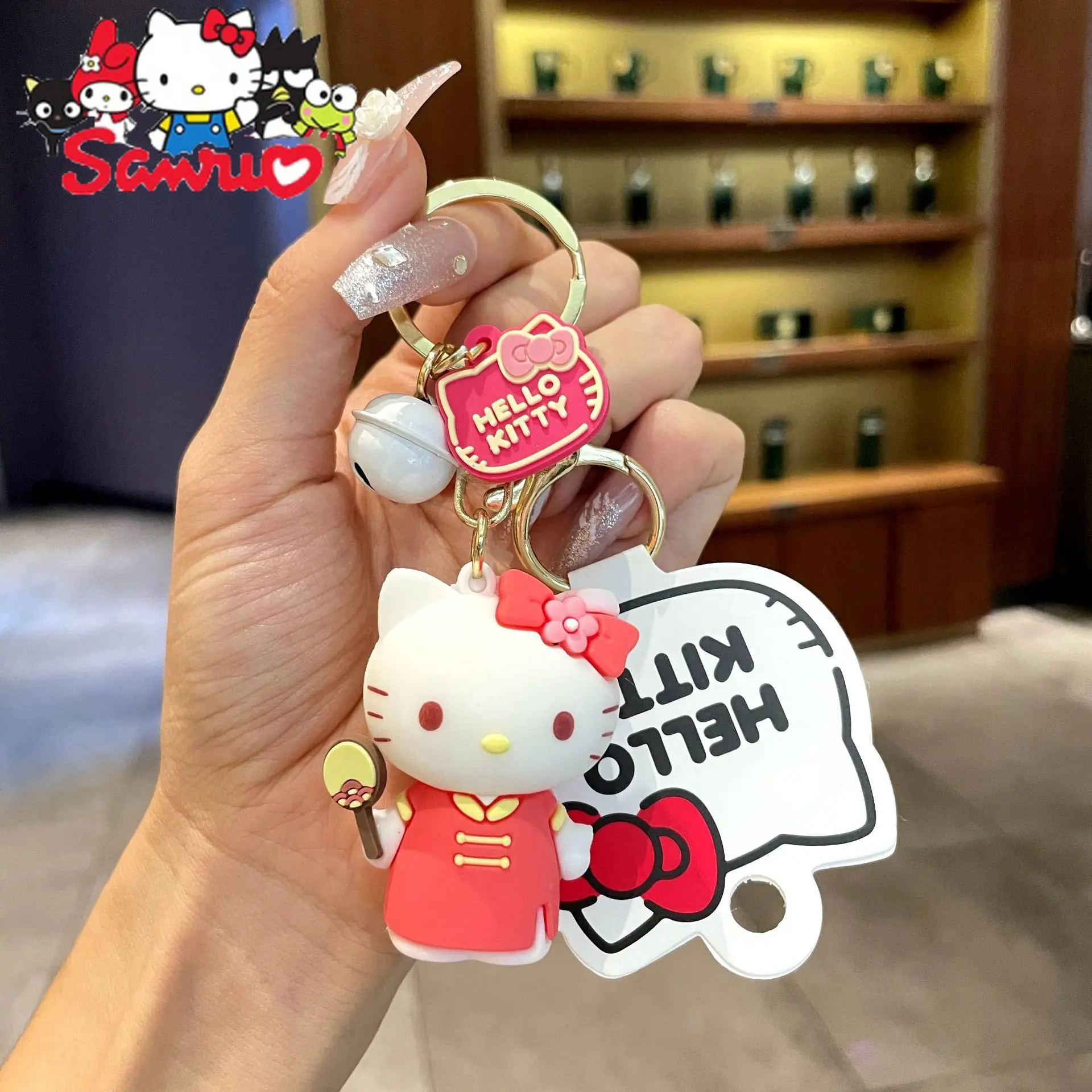 

MINISO Hello Kitty Creative KT Cat Doll Keychain Pendant Fashion Charm Cartoon School Bag Pendant Key Chain Schoolbag Key Buckle