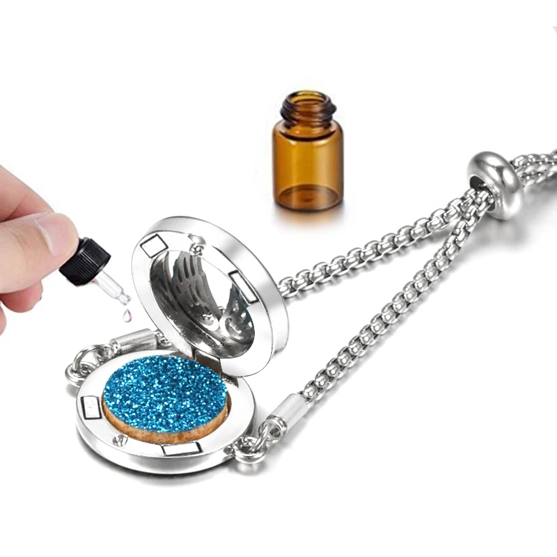 Flower of life Aromatherapy Bangle Essential Oil Diffuser Stainless Steel Perfume Locket Bracelet Adjustable Women Jewelry bangle bracelet stainless steel bracelet