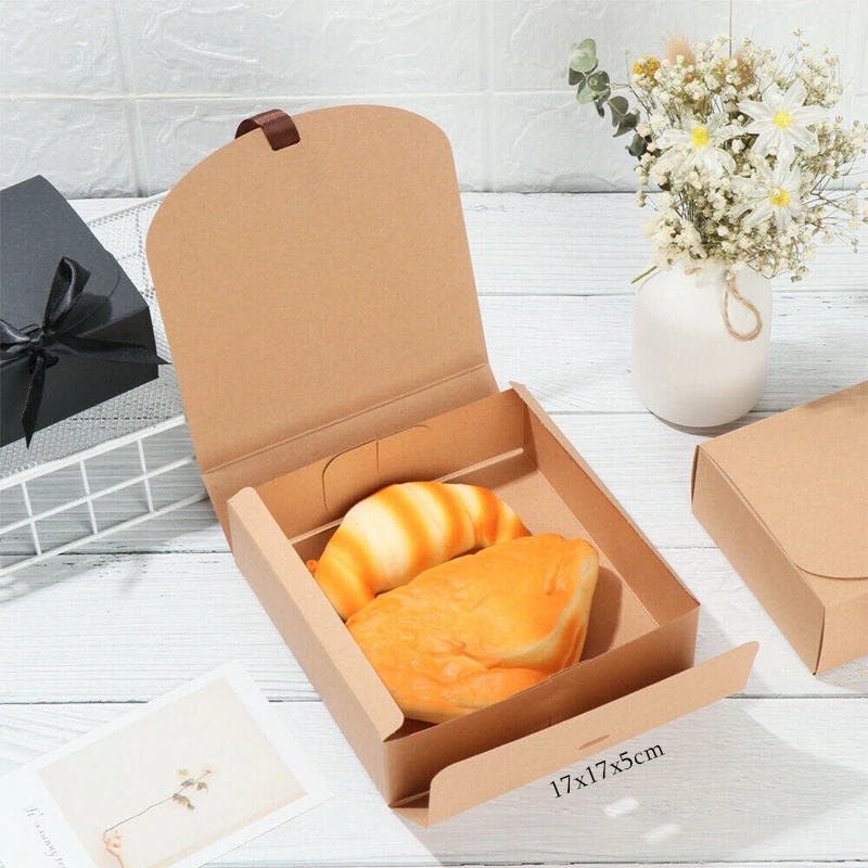 5pcs/10pcs Black Gift Boxes Small Packaging Box with Bow and Ribbon, Blank Kraft Paper ... - SKU PBBR1730 - UGI Packaging