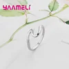 Popular Wave Band Ring Shining Original 925 Sterling Silver Creative Handmade Smooth Statement Unisex Party Stackable Jewelry 4
