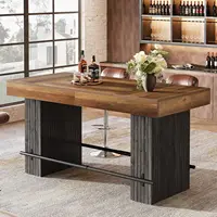 62.2 Inch Bar Table, Industrial Counter Height Pub Dining Table, Rectangular Home Bar Units with Metal Footrest for, Customized 5