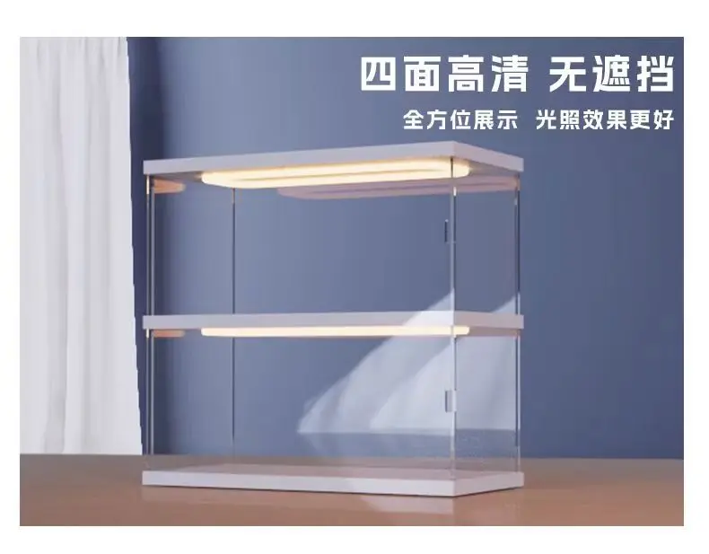 Description Picture 6 of itemAcrylic Clear Display Case with Ring LED Lights, Action Figure Display, Assemble Dust Storage Case for Car Models and Dolls