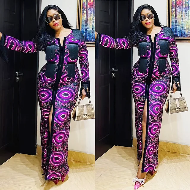 Amaka Long Sleeve Ankara Dress