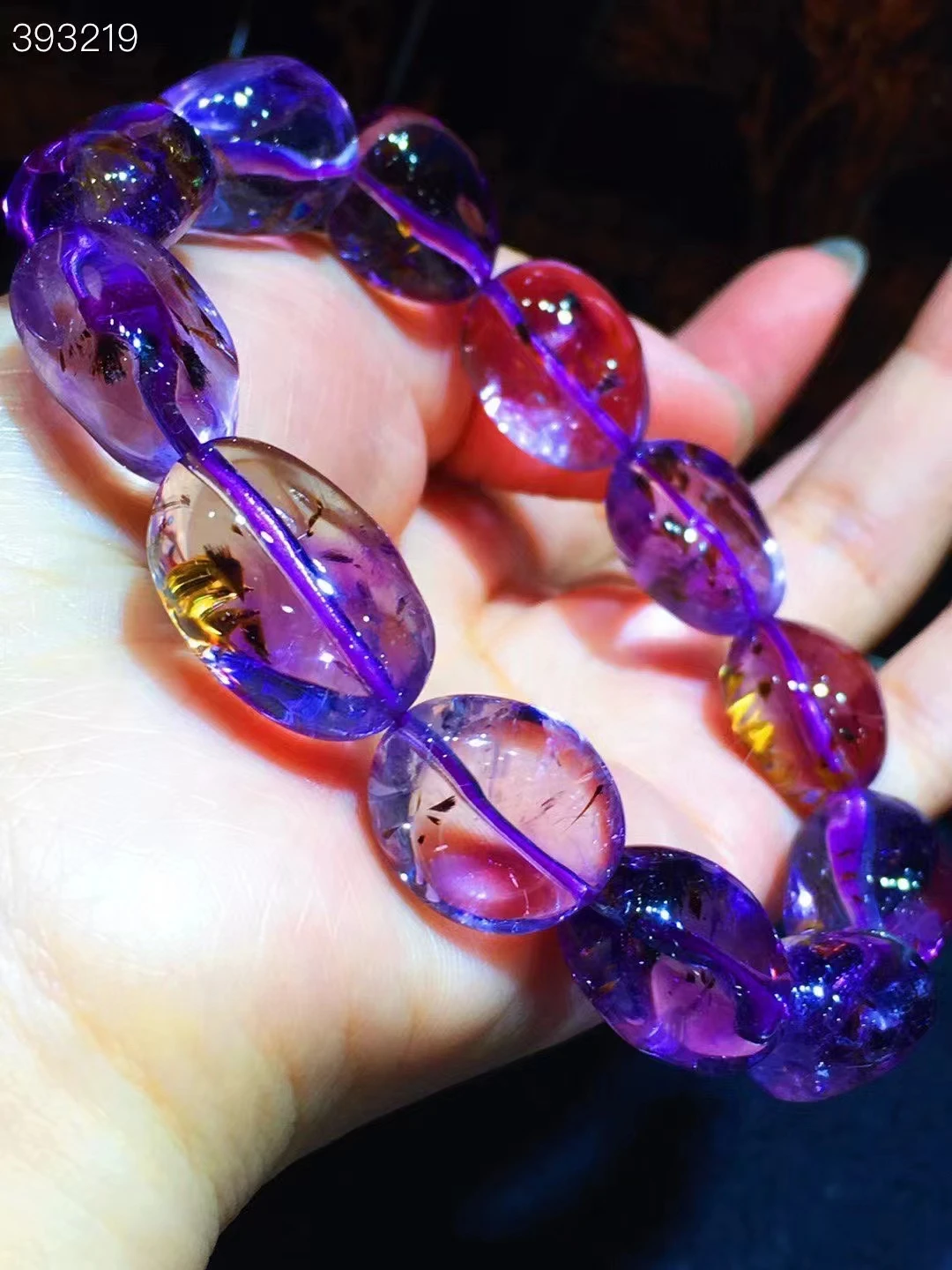 

Natural Gold Rutilated Auralite 23 Cacoxenite Flower Oval Beads Bracelet For Women Men Cat Eye Canada Jewelry AAAAA