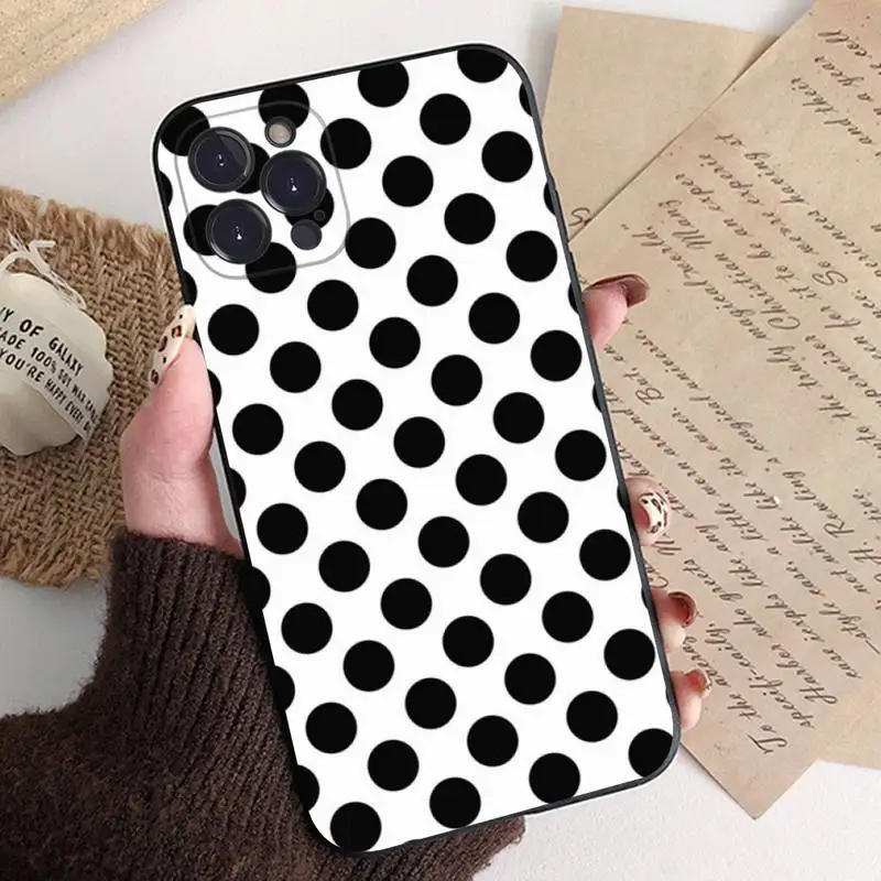 Elegant Black and White Polka Dot Shockproof Non-Slip Phone Case Cover