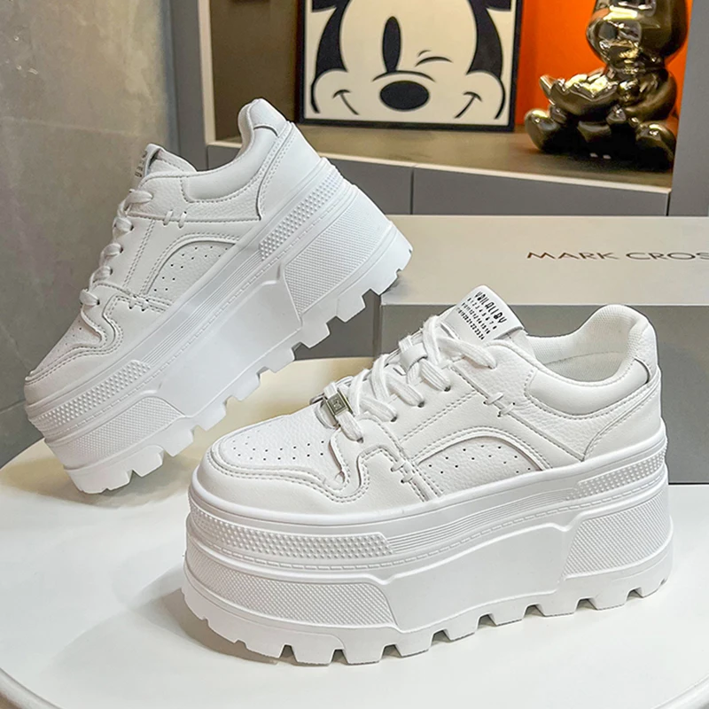 Women Sneakers 8 CM Platform Casual Outdoor Skateboard Lace Up Running Sports Shoes 39