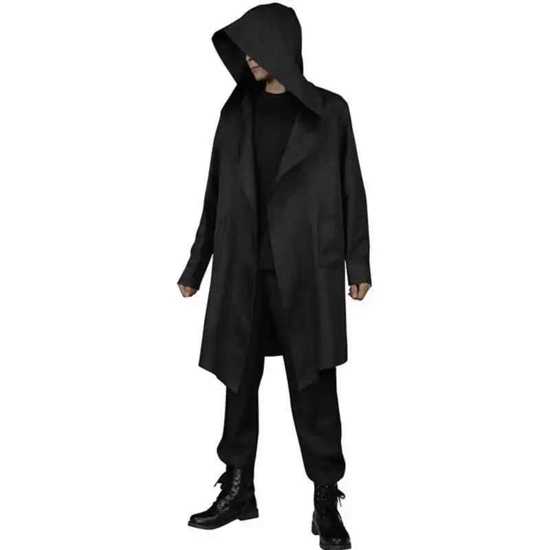 HKSH Spring Autumn New Men Tide Darkwear Halloween Cosplay Windbreaker Cloak Wizard Witch Punk Fashion Hooded Chic Trench HK4020