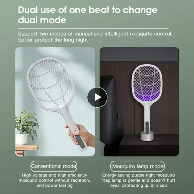 Elektromos Szúnyogos Swatter Kézi Alap Tartóval Szúnyoggyilkos 2 -Ből 1 Hordozható Légy Csapda Bug Zappers 3000V