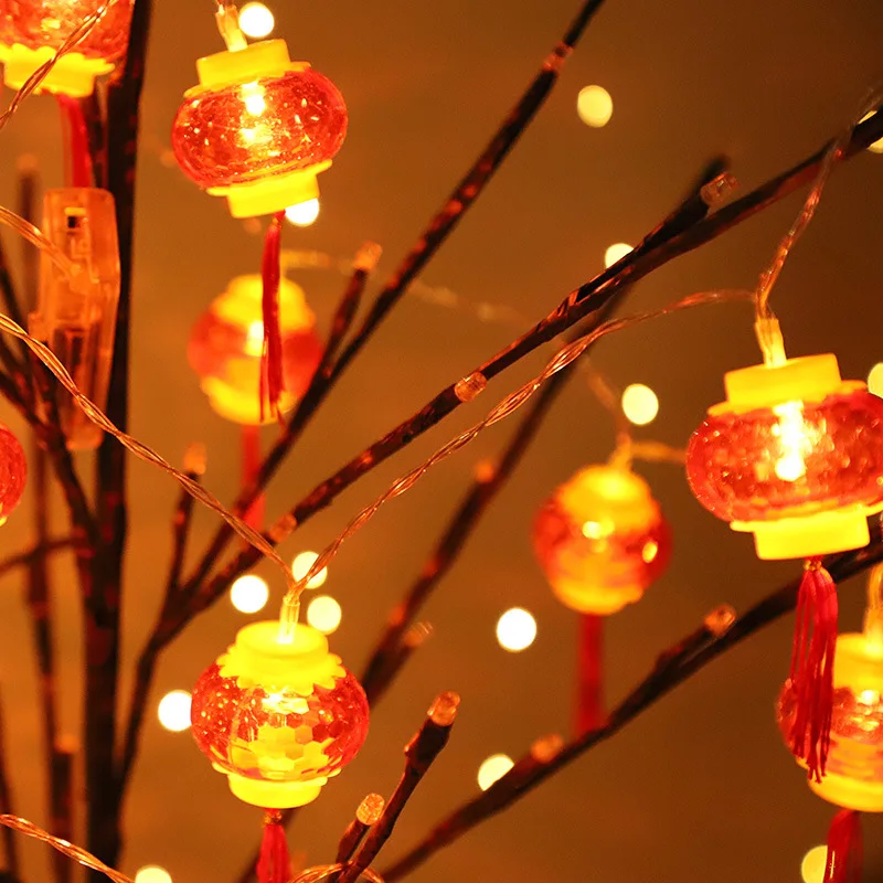 

Red Lantern Chinese Knot LED String Lights Christmas Battery Operated Wedding Decorations Chinese New Year Decor 3 m 20 Lights