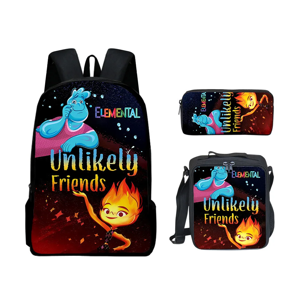Classic Fashion Funny Elemental 3D Print 3pcs/Set pupil School Bags Laptop Daypack Backpack Lunch bag Pencil Case