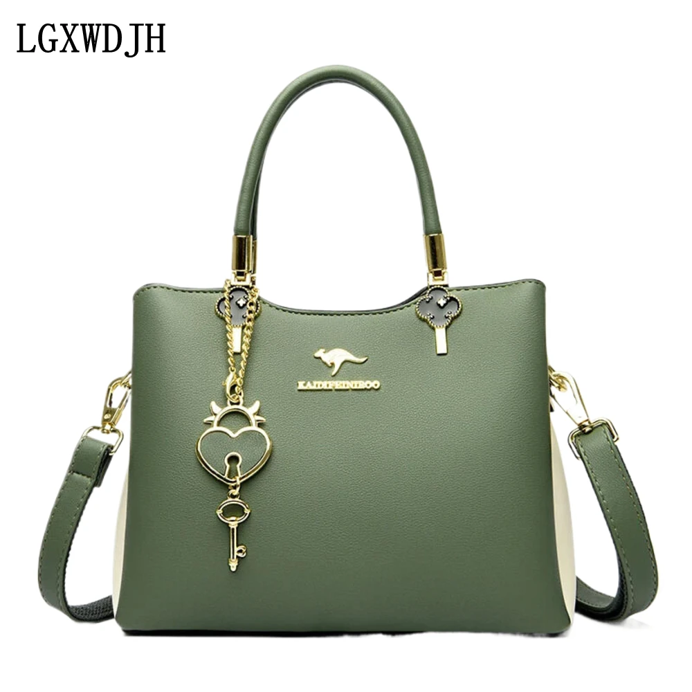 Multi-function color contrast Lady Shoulder bag  Fashion large capacity New crossbody bags for women  PU leather elegant handbag