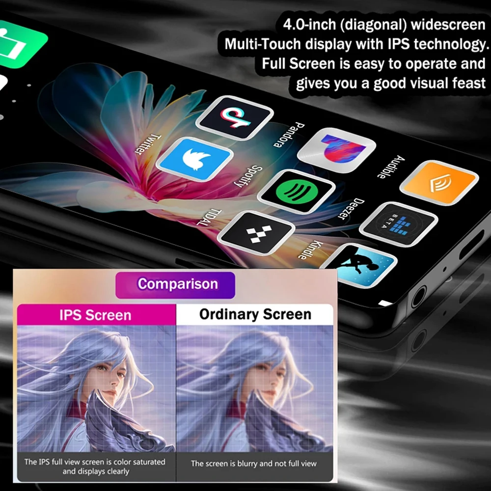 Hi-Fi Music Player MP3 MP4 Player 4-inch IPS Touch Screen Bluetooth Android 8.1 Speaker FM eBook Voice R
