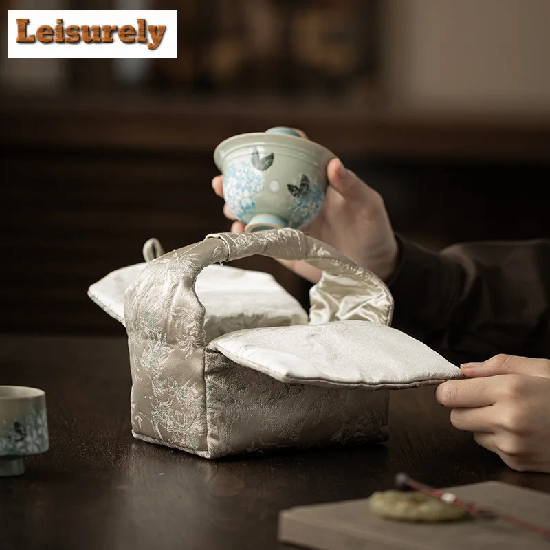 Woven Cotton Anti-collision Tea Cozies Vintage Insulated Teapot Tea Cozy for Teapot Portable Bag Travel Tea Set Bag Cafes Craft