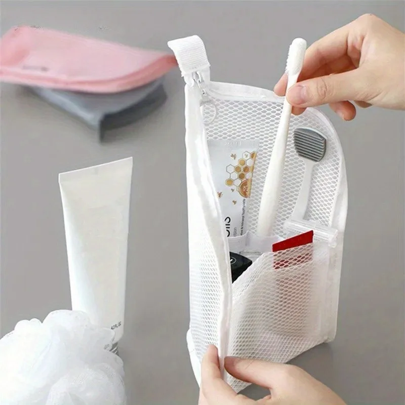 1pc Waterproof Travel Toiletry Bag, Toothbrush, Toothpaste Storage Box, Folding Zipper Travel Makeup Brush Bag Portable