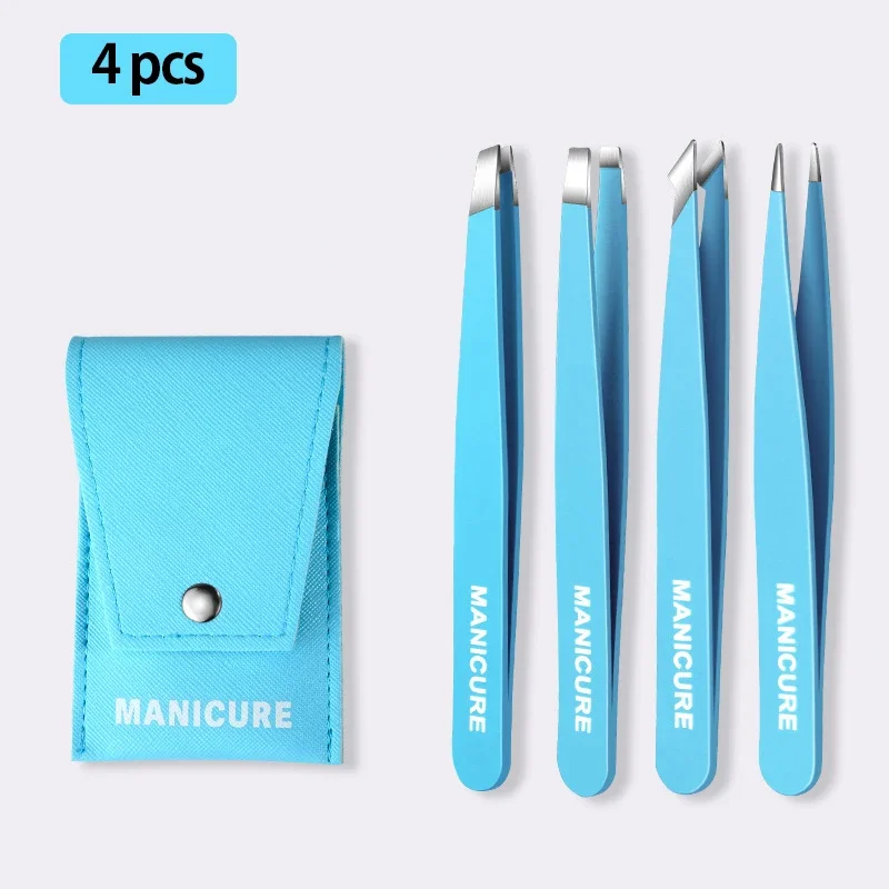 

4Pcs Professional Eyebrow Tweezers Hair Removal Trimming Stainless Steel Slanted Eye Brow Clips Makeup Eyelash Extension Tools