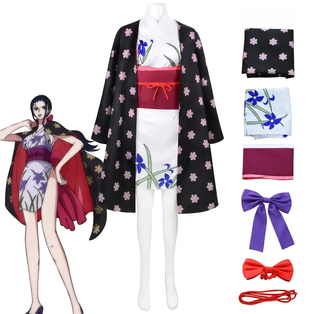 

One Piece Nico Robin Cosplay Kimono Wano Country Miss.All Sunday Headwear Wafuku Anime Halloween Costume Suits