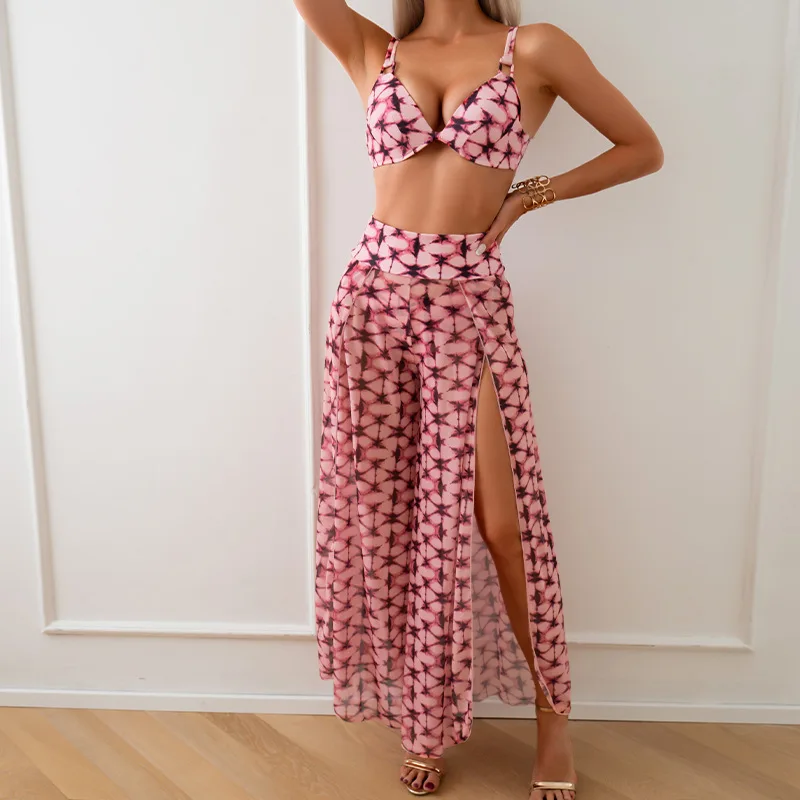 

New Summer Fashion Sexy Women's Split Swimsuit Sexy Bikini Beach Bath Sunscreen Swimsuit Mesh Sunscreen Pants
