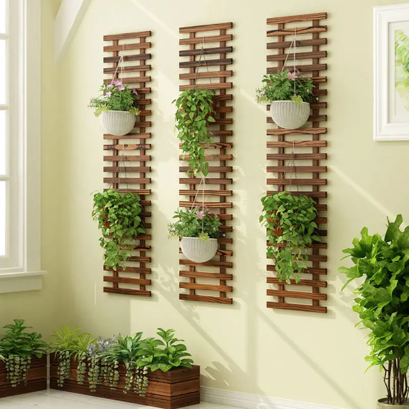 SolidWoodWallFlowerStandEuropeanBalconyLivingRoomWallHanging