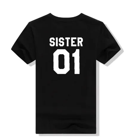 Sister 01 02 Letter Print Women T Shirt Short Sleeve O Neck Loose Friends\' Tshirt Summer Women Tee Shirt Tops Camisetas Mujer