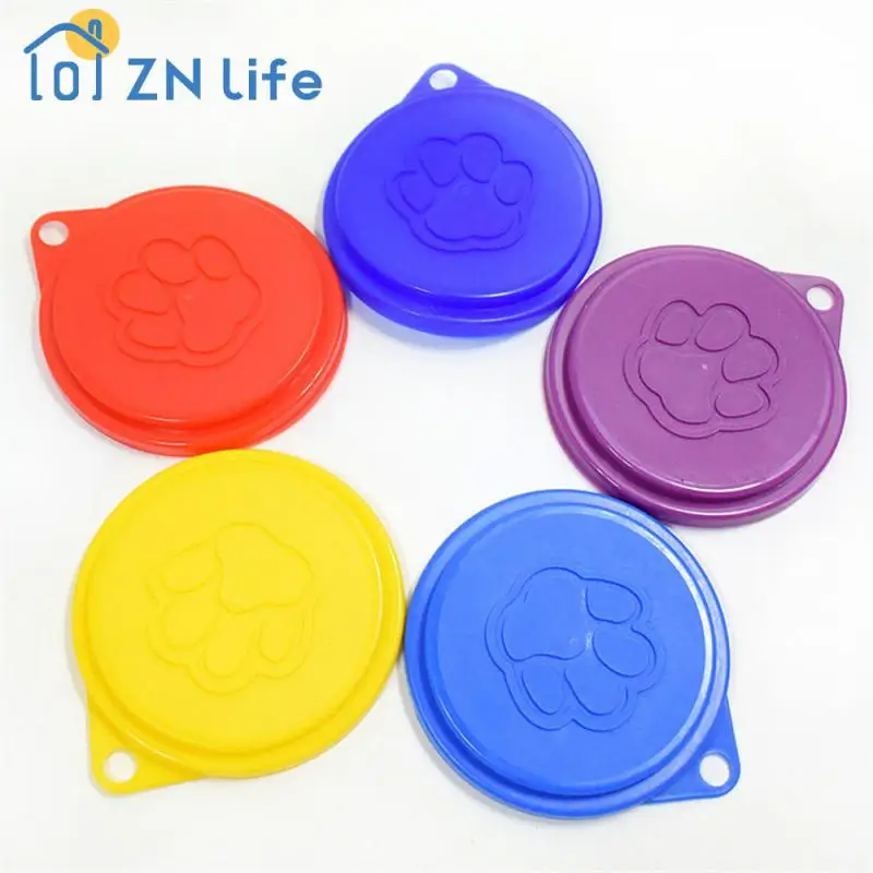 Three-layer Can Lid Lovely Animal Paw Print Design Bite Resistant Portable 13g Pet Supply Sealed Fresh-keeping Cover Reusable
