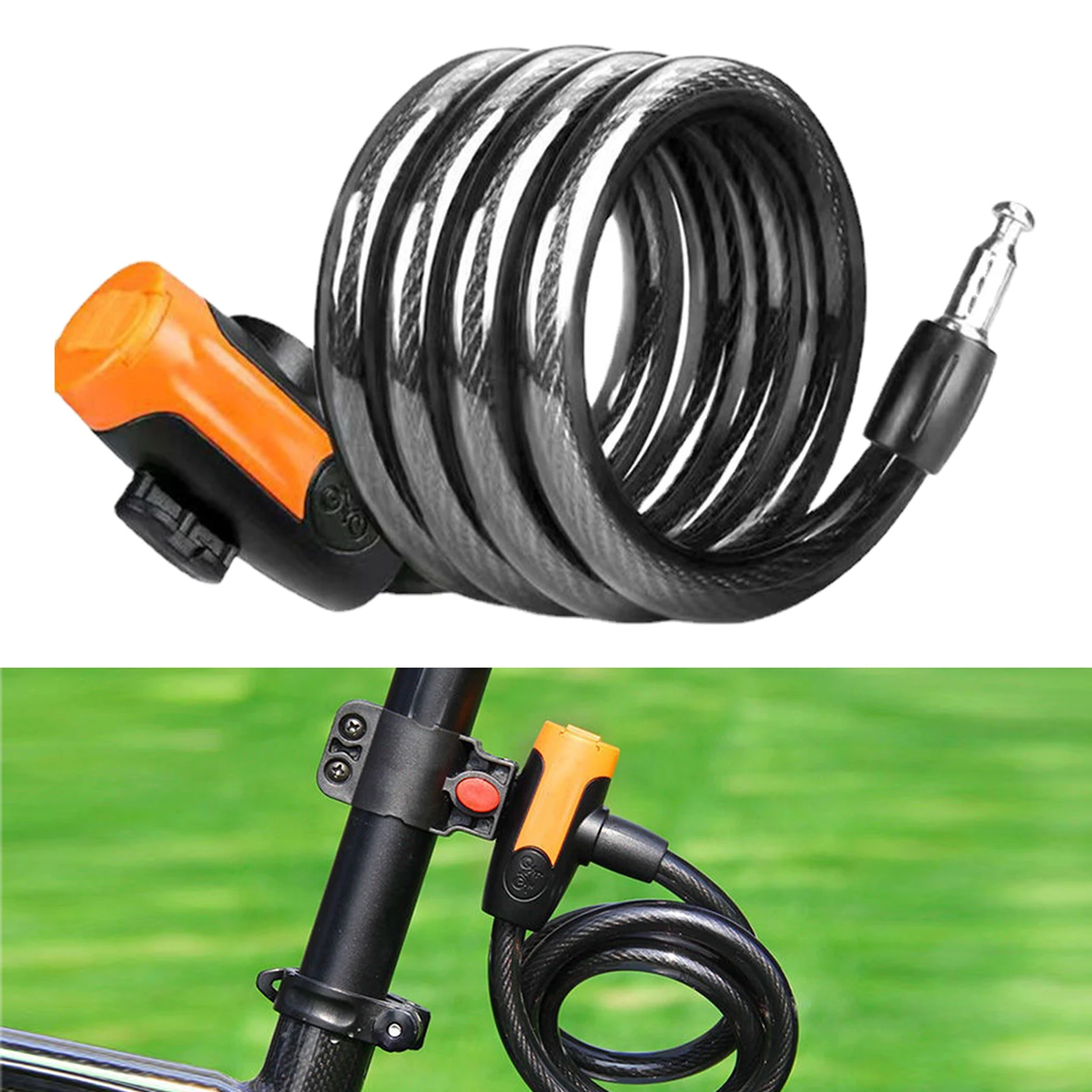 

1.2M Skateboard Outdoor Cycling With Bracket Bicycle Cable Lock Gasket High Security Alloy Steel 2 Keys Heavy Duty Anti Theft