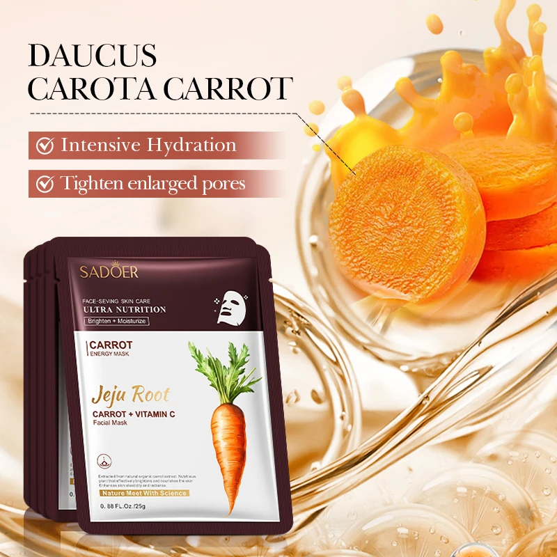 SADOER Carrot Vitamin C Face Mask Whitening Facial Masks Moisturizing Anti-aging Anti Wrinkles Face Sheet Mask Skin Care